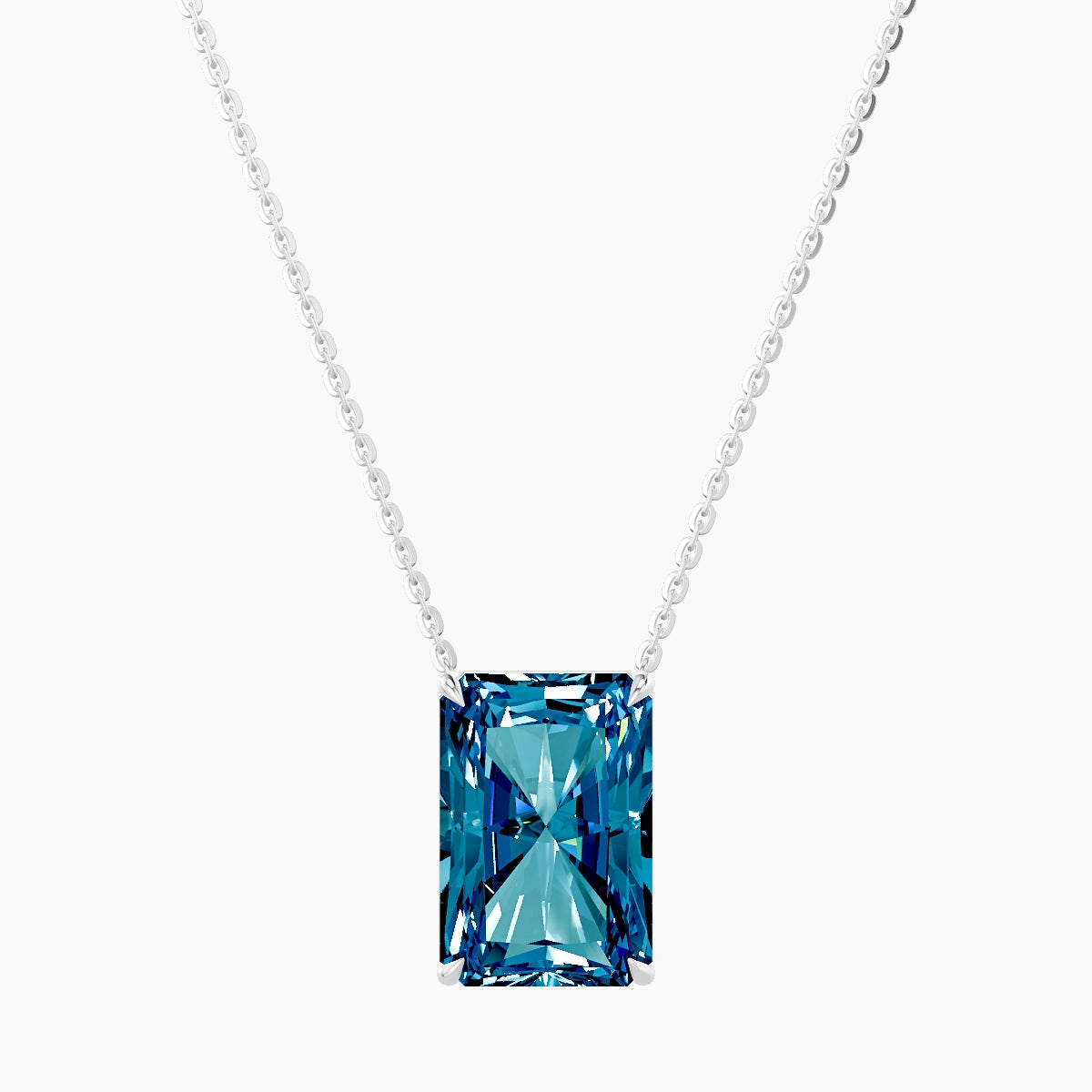 Solitaire | 18k White Gold 5 ct Blue Lab Diamond Radiant Pendant