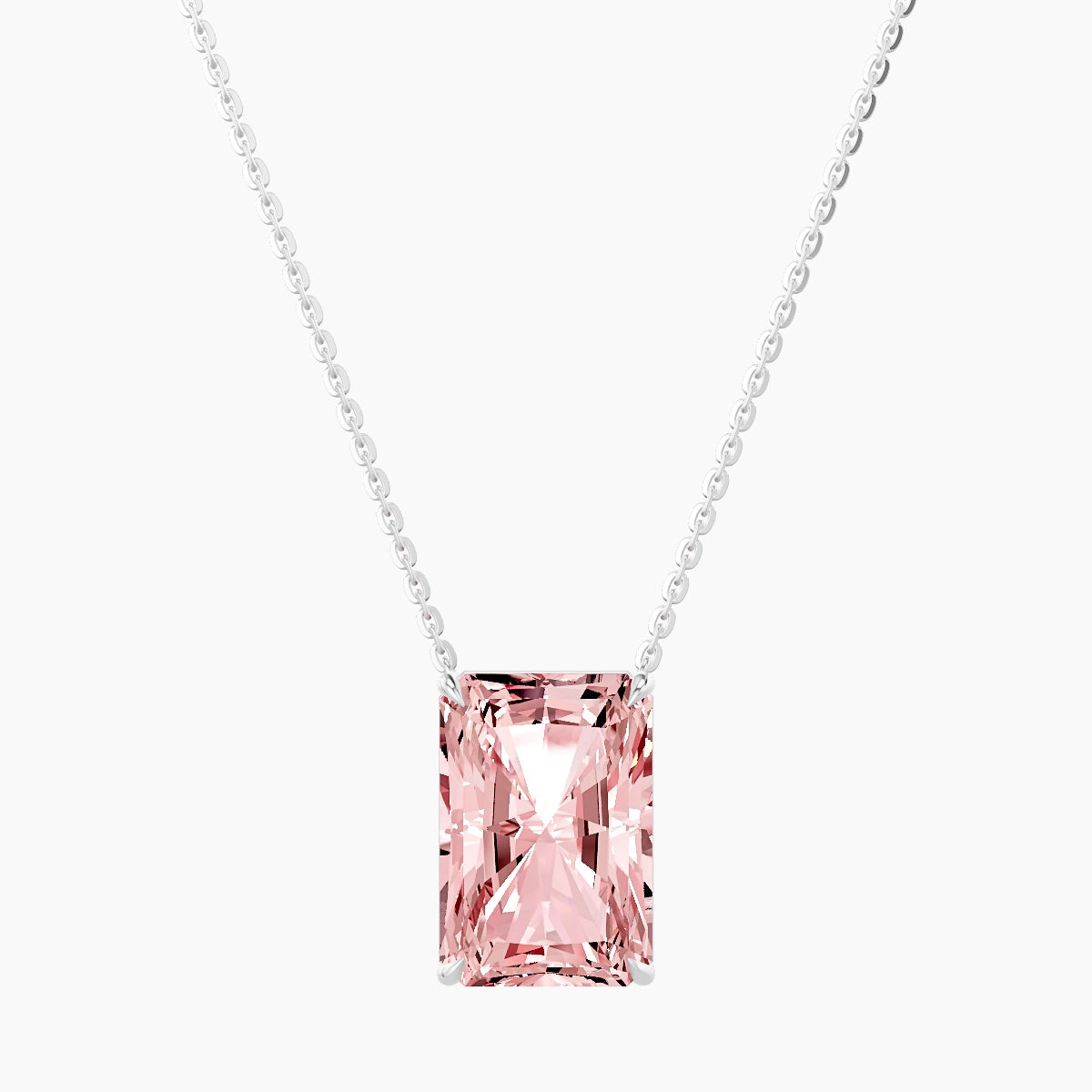 Solitaire | 18k White Gold 5 ct Pink Lab Diamond Radiant Pendant