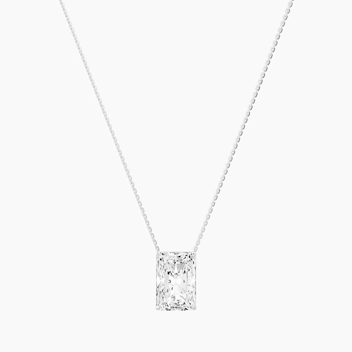 Solitaire | 18k White Gold 5 ct White Lab Diamond Radiant Pendant