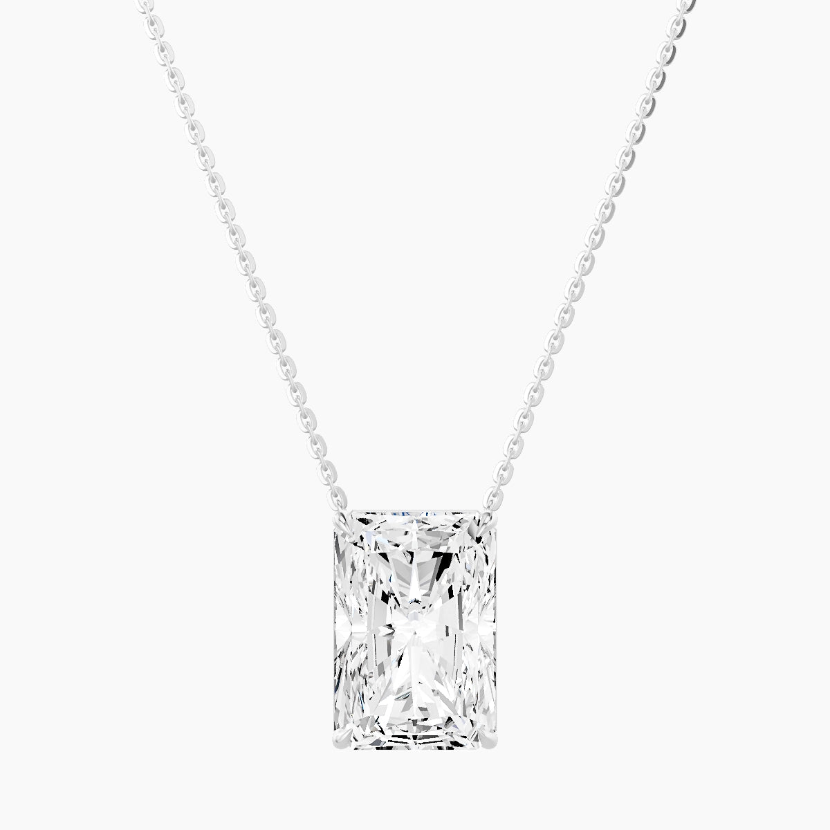 Solitaire | 18k White Gold 5 ct White Lab Diamond Radiant Pendant