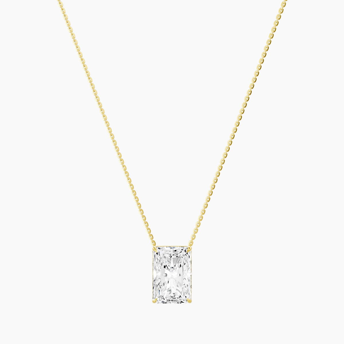 Solitaire | 18k Yellow Gold 5 ct White Lab Diamond Radiant Pendant