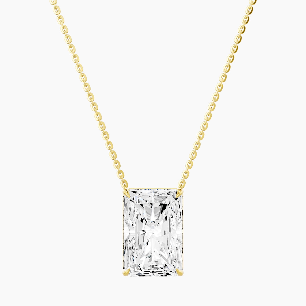 Solitaire | 18k Yellow Gold 5 ct White Lab Diamond Radiant Pendant