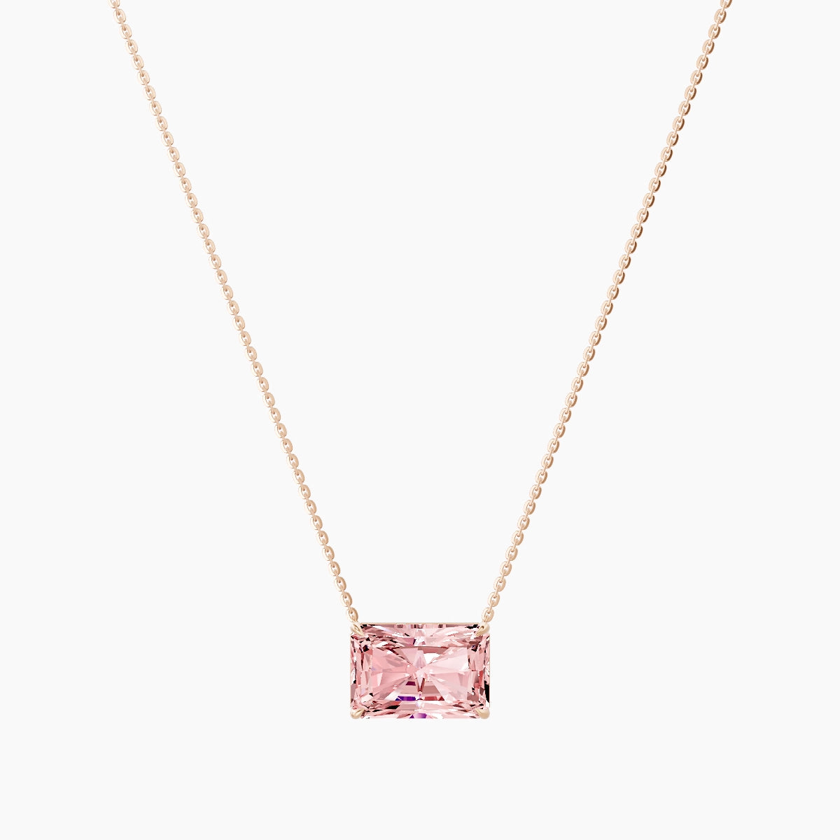 Solitaire | 18k Rose Gold 5 ct Pink Lab Diamond Radiant Pendant