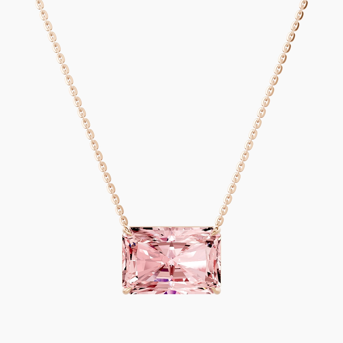 Solitaire | 18k Rose Gold 5 ct Pink Lab Diamond Radiant Pendant