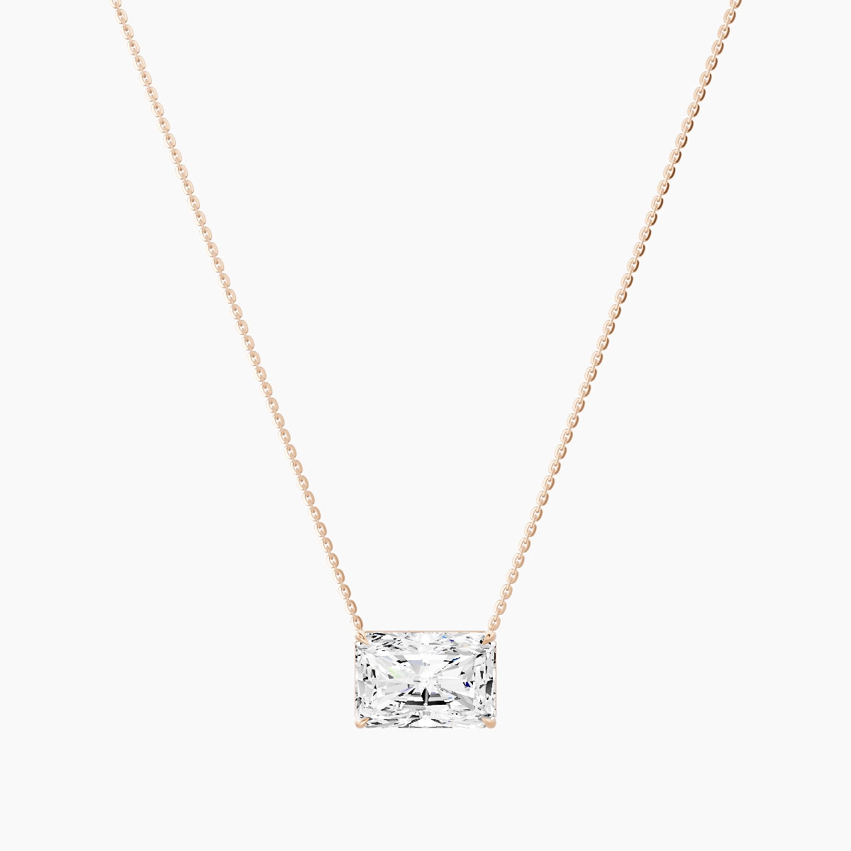 Solitaire | 18k Rose Gold 5 ct White Lab Diamond Radiant Pendant