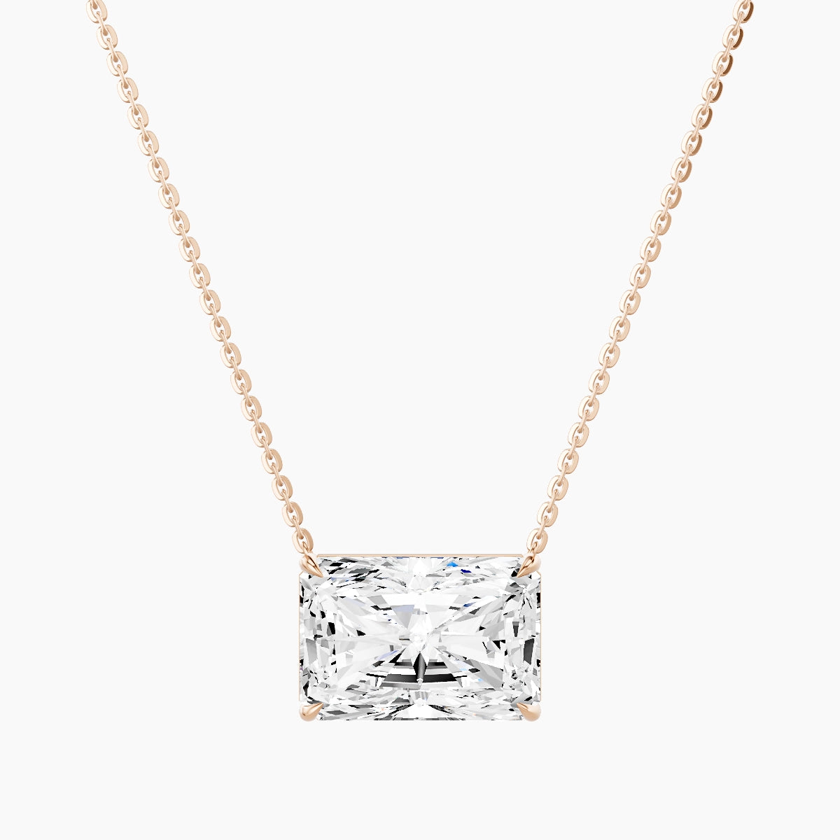 Solitaire | 18k Rose Gold 5 ct White Lab Diamond Radiant Pendant