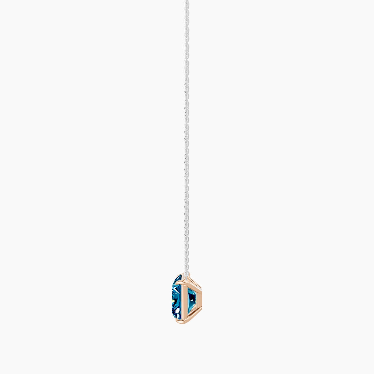 Solitaire | 18k White & Rose Gold 5 ct Blue Lab Diamond Radiant Pendant