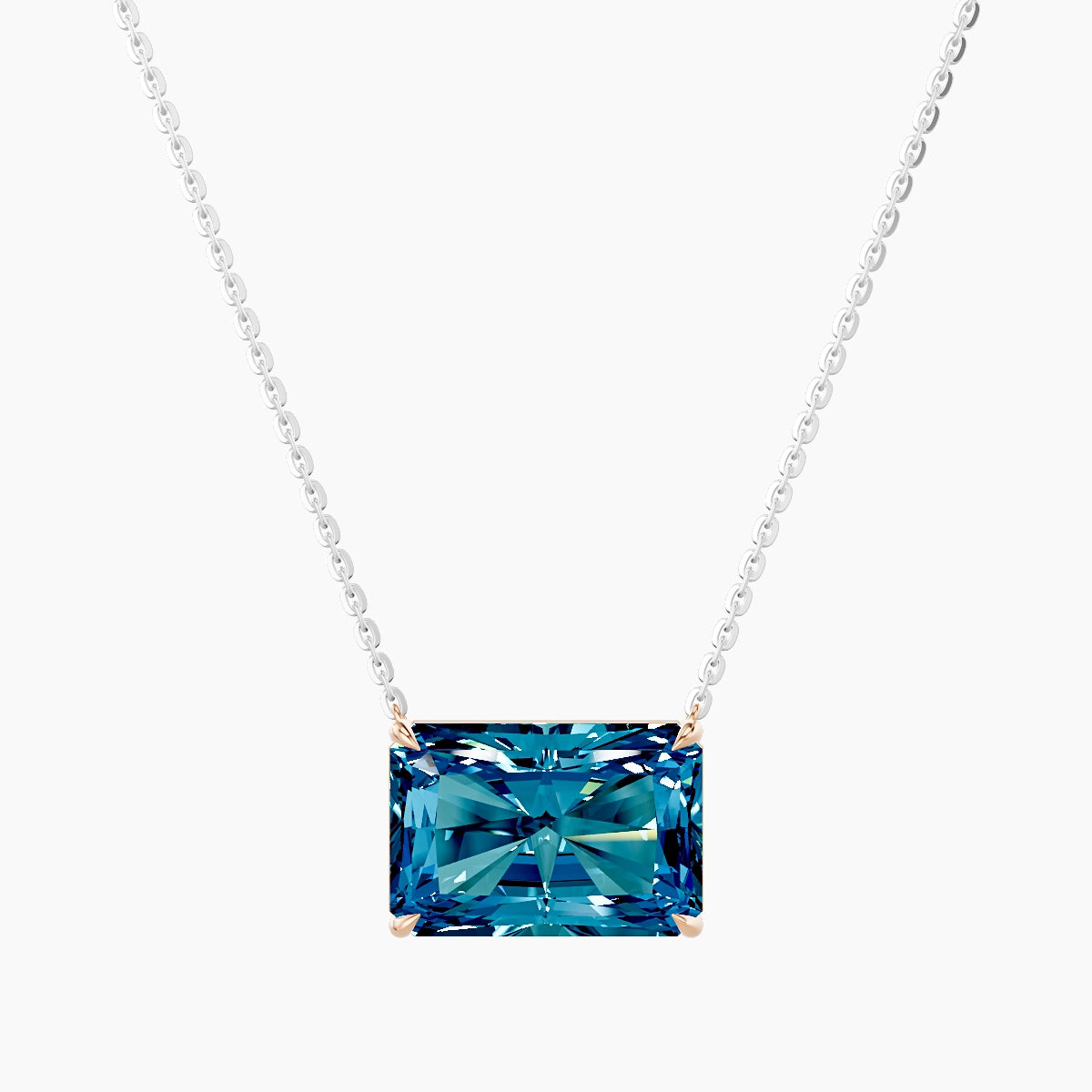 Solitaire | 18k White & Rose Gold 5 ct Blue Lab Diamond Radiant Pendant