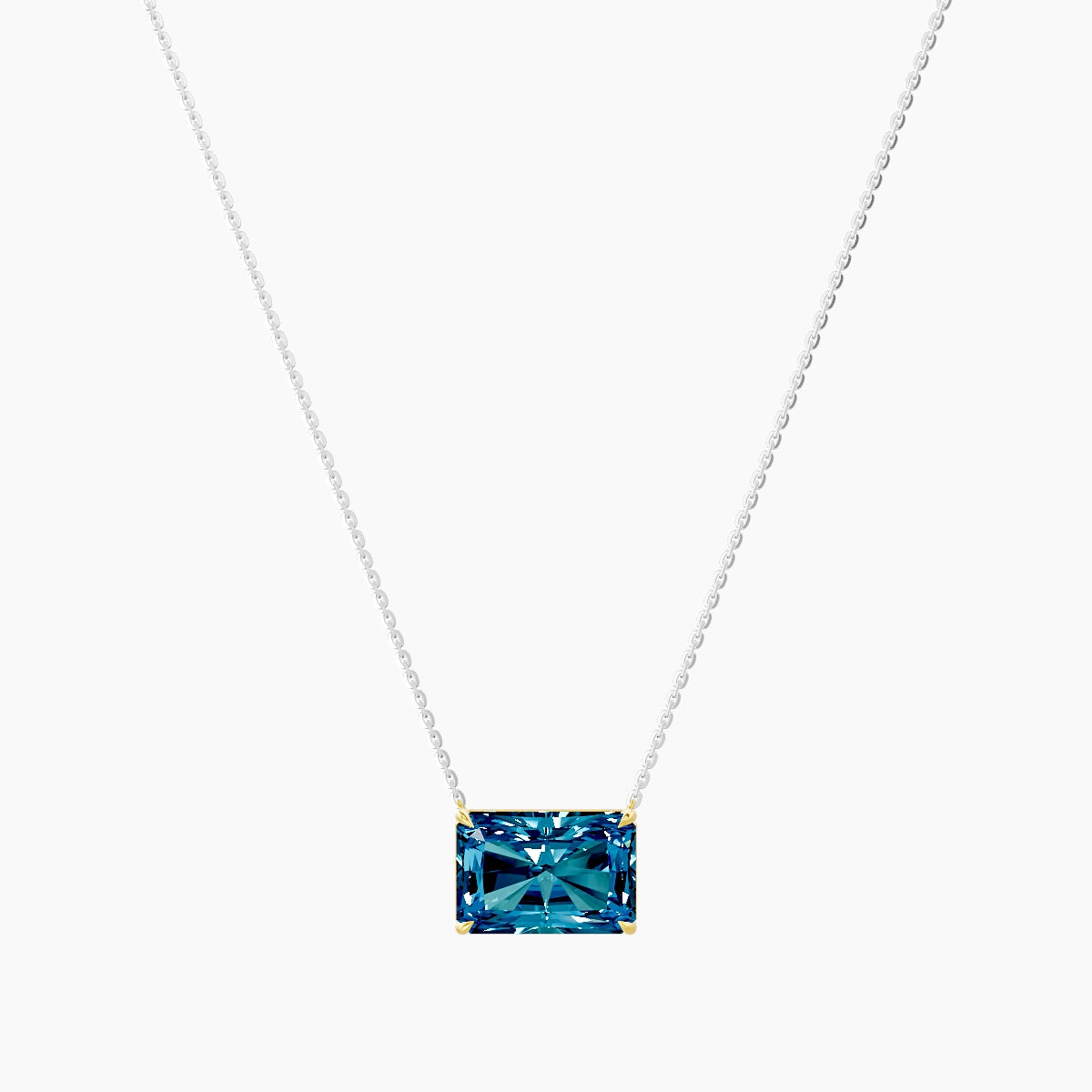 Solitaire | 18k White & Yellow Gold 5 ct Blue Lab Diamond Radiant Pendant