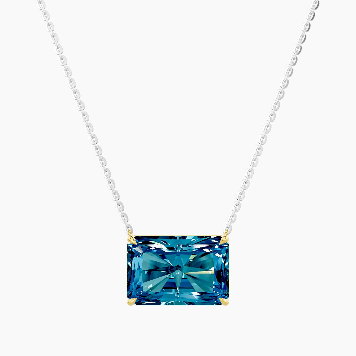 Solitaire | 18k White & Yellow Gold 5 ct Blue Lab Diamond Radiant Pendant