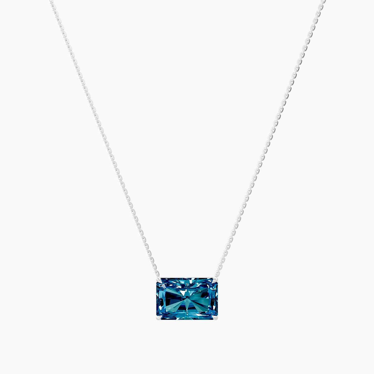 Solitaire | 18k White Gold 5 ct Blue Lab Diamond Radiant Pendant