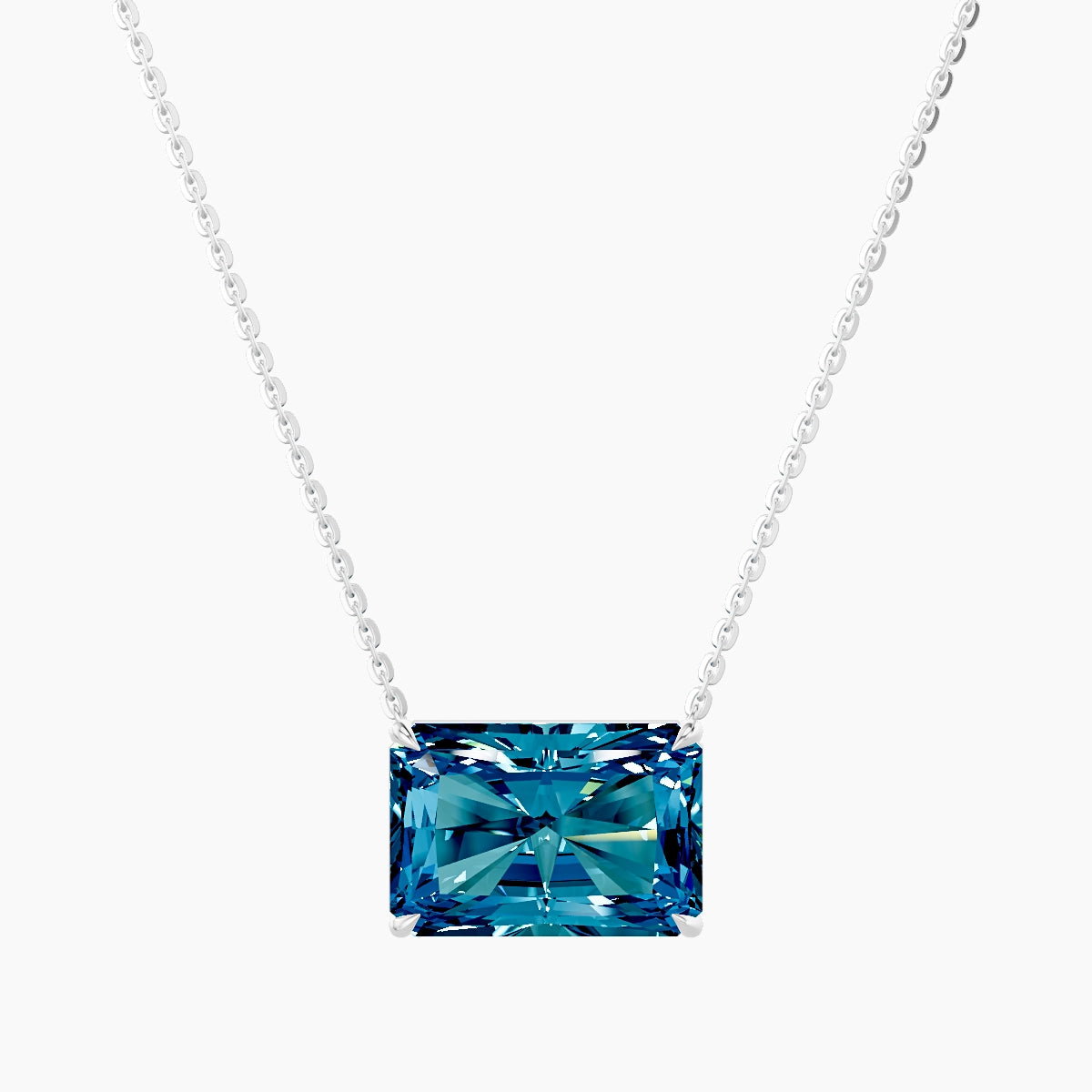 Solitaire | 18k White Gold 5 ct Blue Lab Diamond Radiant Pendant