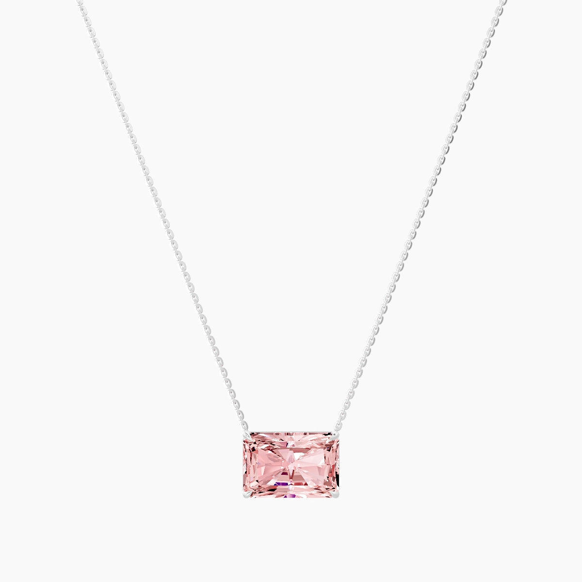 Solitaire | 18k White Gold 5 ct Pink Lab Diamond Radiant Pendant