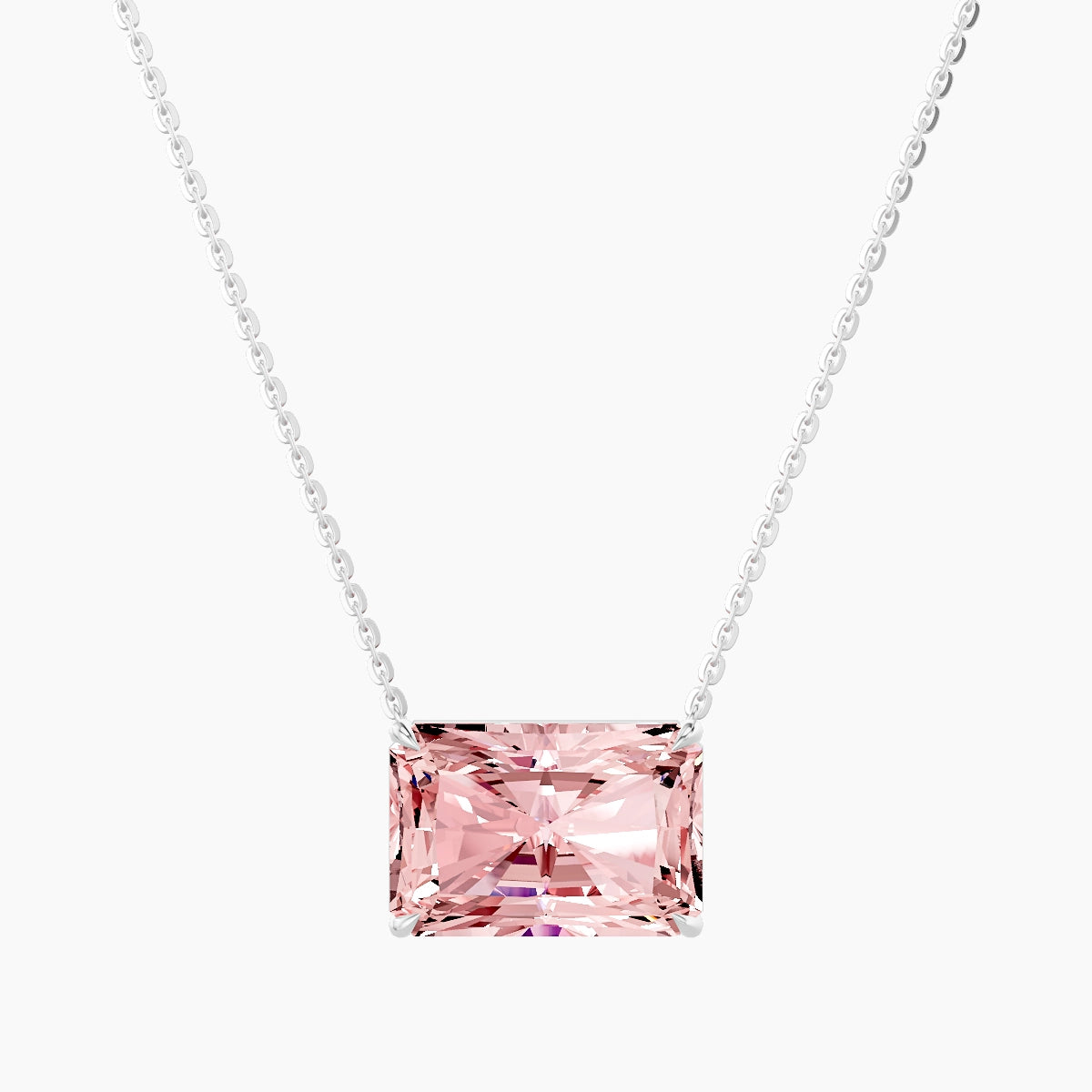 Solitaire | 18k White Gold 5 ct Pink Lab Diamond Radiant Pendant