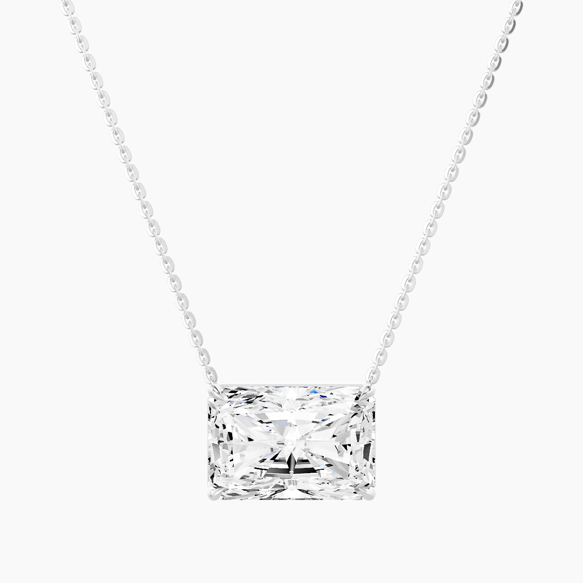 Solitaire | 18k White Gold 5 ct White Lab Diamond Radiant Pendant
