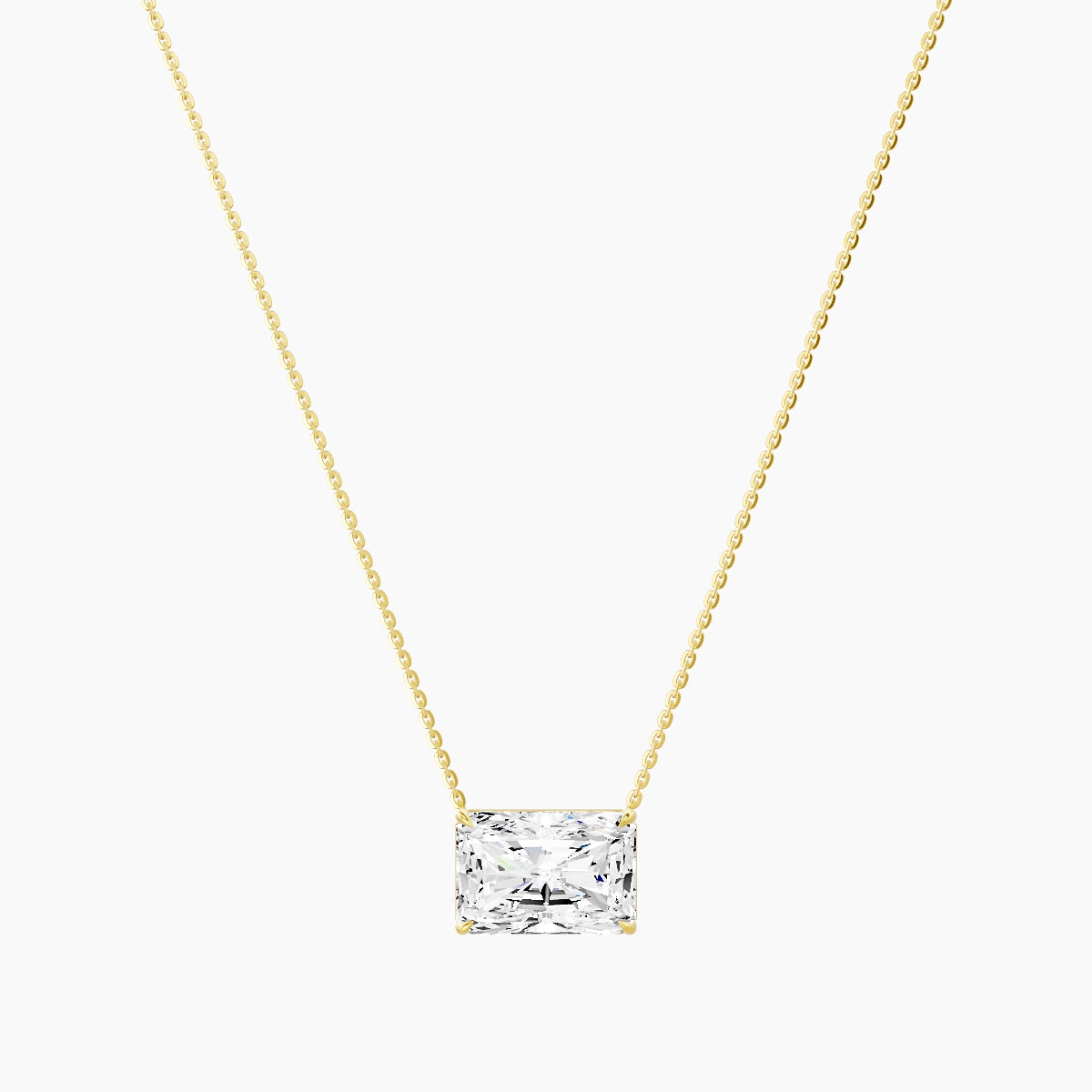 Solitaire | 18k Yellow Gold 5 ct White Lab Diamond Radiant Pendant