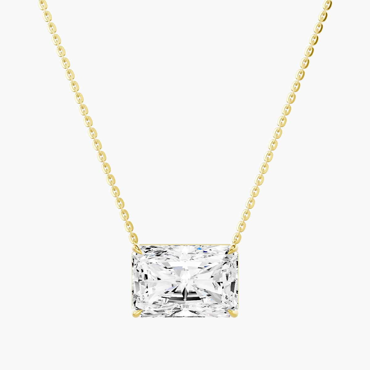 Solitaire | 18k Yellow Gold 5 ct White Lab Diamond Radiant Pendant