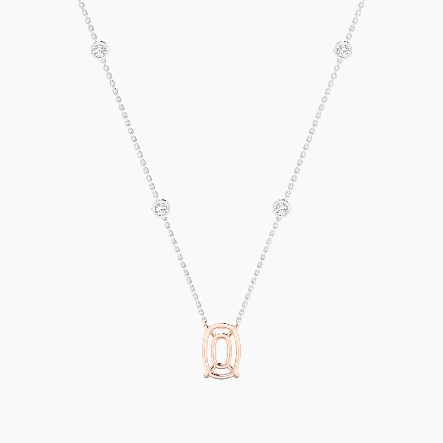 Solitaire with Sautoir | 18k White & Rose Gold 3-4.99 ct Cushion Cut Pendant Setting