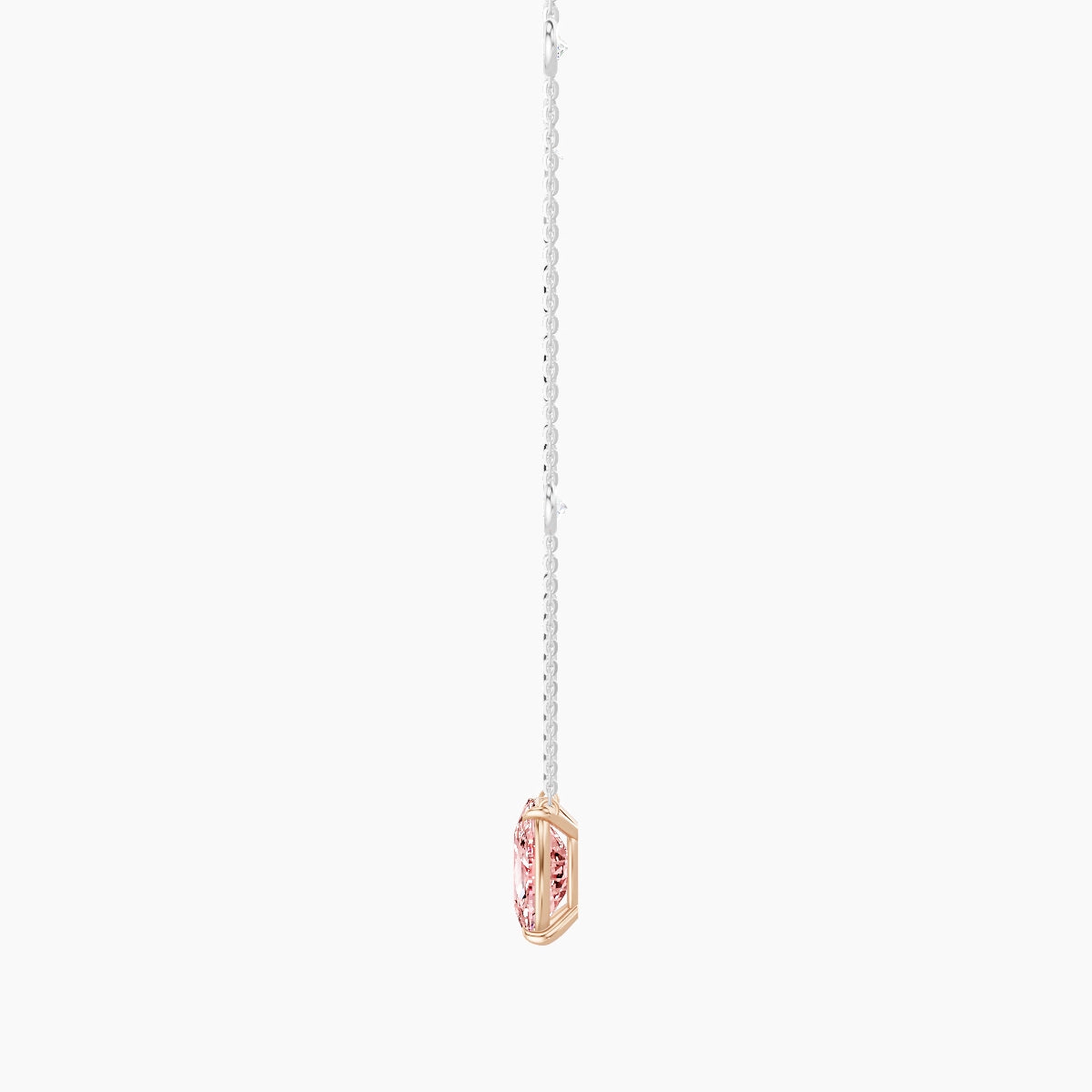 Solitaire with Sautoir | 18k White & Rose Gold 3 ct Pink Lab Diamond Cushion Pendant
