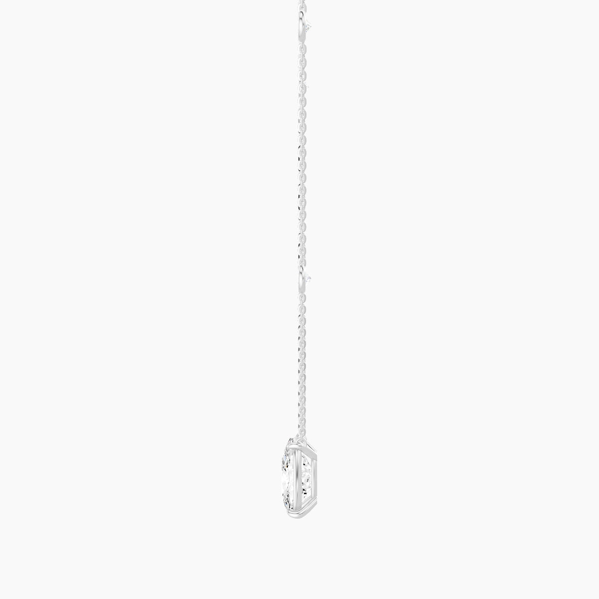 Solitaire with Sautoir | 18k White Gold 3 ct White Lab Diamond Cushion Pendant