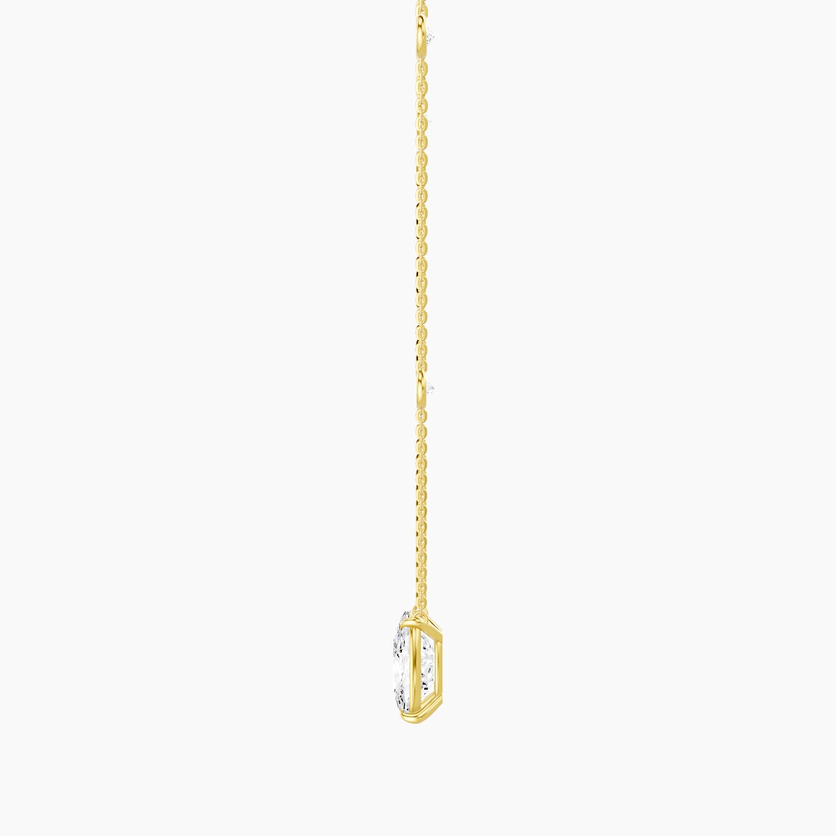 Solitaire with Sautoir | 18k Yellow Gold 3 ct White Lab Diamond Cushion Pendant
