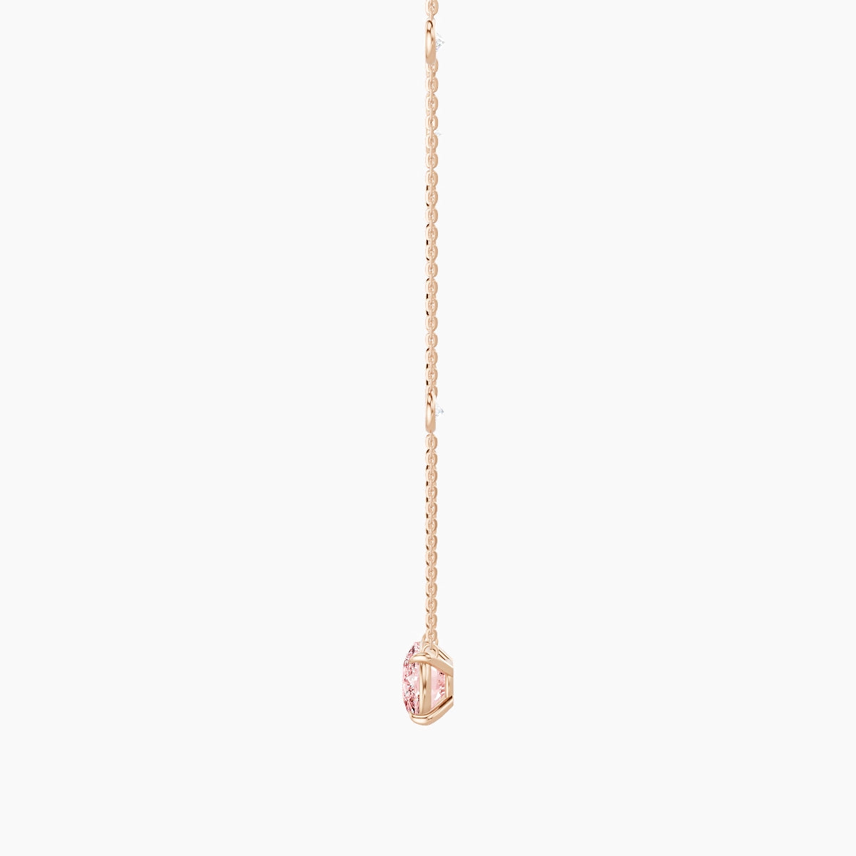 Solitaire with Sautoir | 18k Rose Gold 3 ct Pink Lab Diamond Cushion Pendant