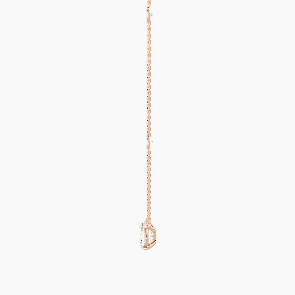 Solitaire with Sautoir | 18k Rose Gold 3 ct White Lab Diamond Cushion Pendant