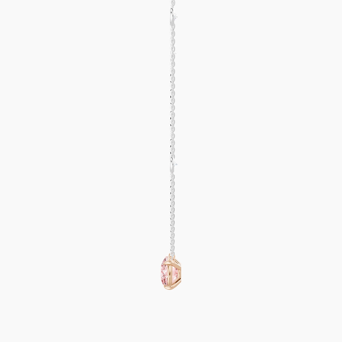 Solitaire with Sautoir | 18k White & Rose Gold 3 ct Pink Lab Diamond Cushion Pendant