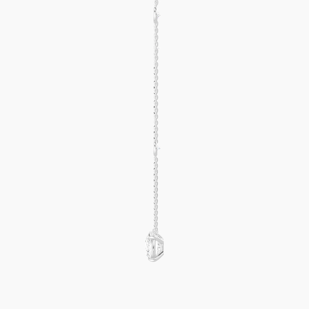 Solitaire with Sautoir | 18k White Gold 3 ct White Lab Diamond Cushion Pendant