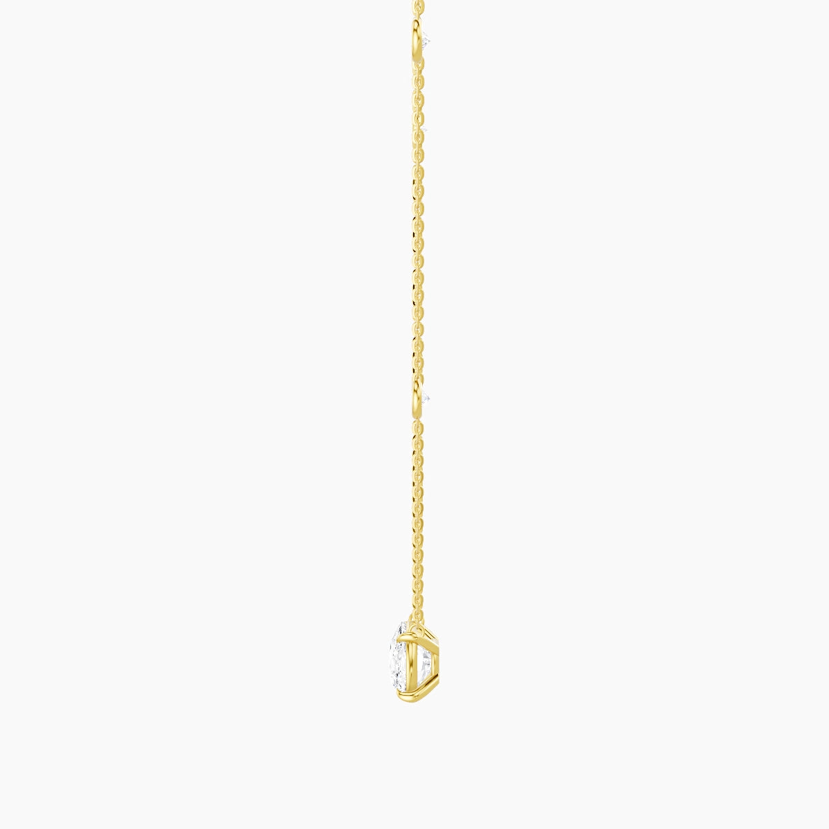 Solitaire with Sautoir | 18k Yellow Gold 3 ct White Lab Diamond Cushion Pendant