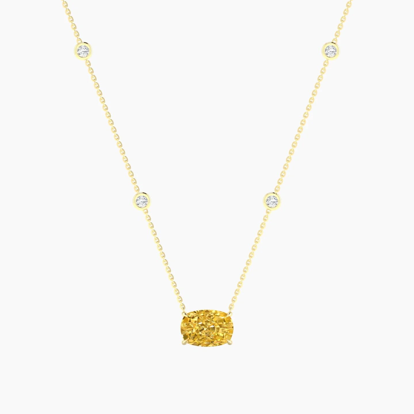 Solitaire with Sautoir | 18k Yellow Gold 3 ct Yellow Lab Diamond Cushion Cut Pendant