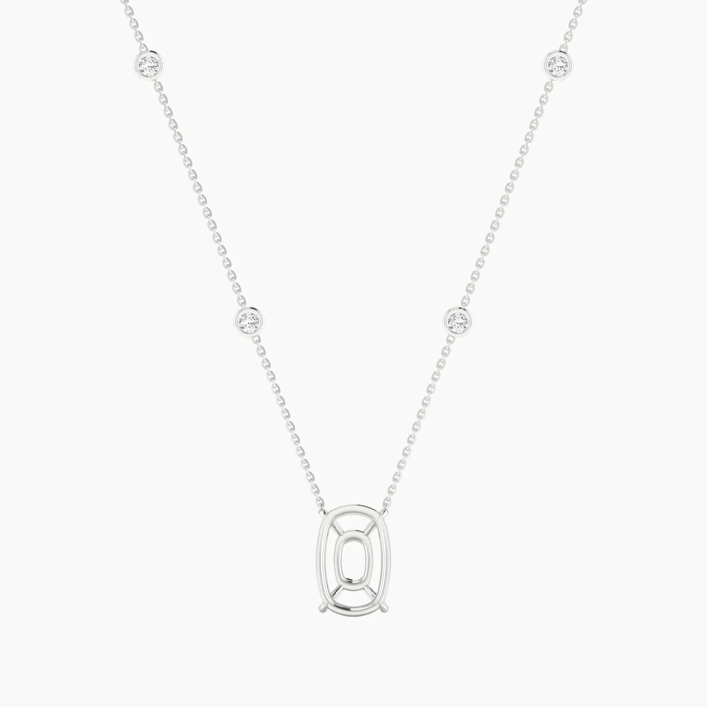 Solitaire with Sautoir | 18k White Gold 5-7.99 ct Cushion Cut Pendant Setting