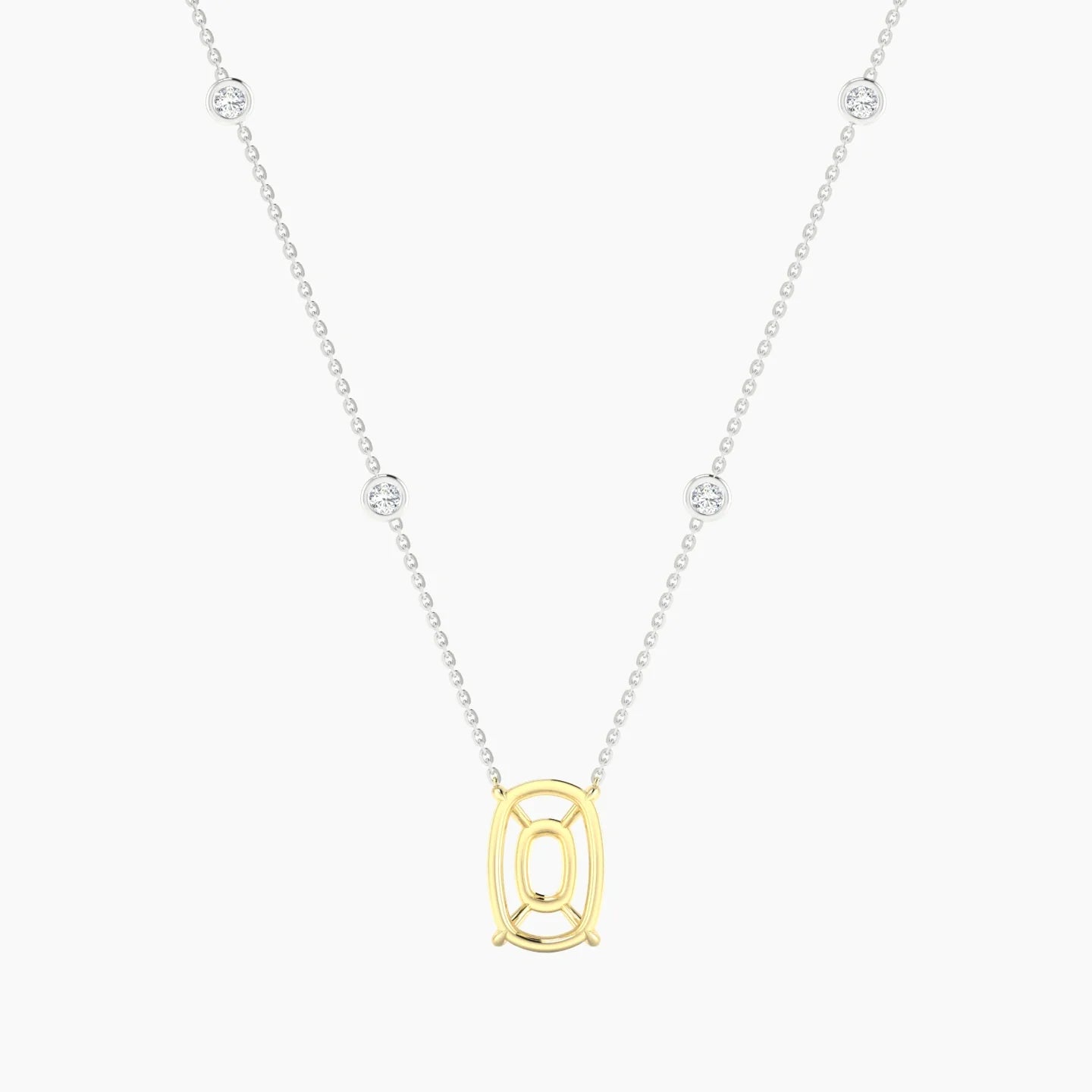 Solitaire with Sautoir | 18k White & Yellow Gold 5-7.99 ct Cushion Cut Pendant Setting
