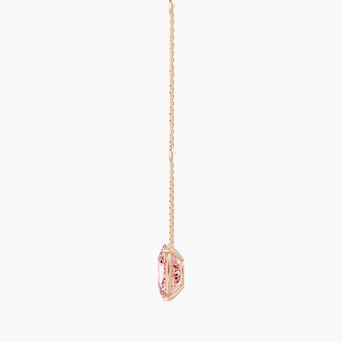 Solitaire with Sautoir | 18k Rose Gold 5 ct Pink Lab Diamond Cushion Pendant