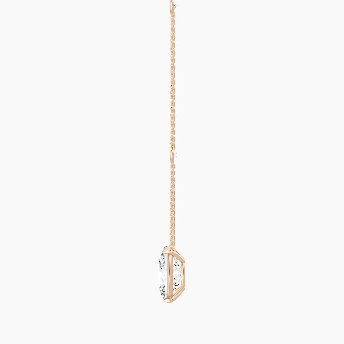 Solitaire with Sautoir | 18k Rose Gold 5 ct White Lab Diamond Cushion Pendant
