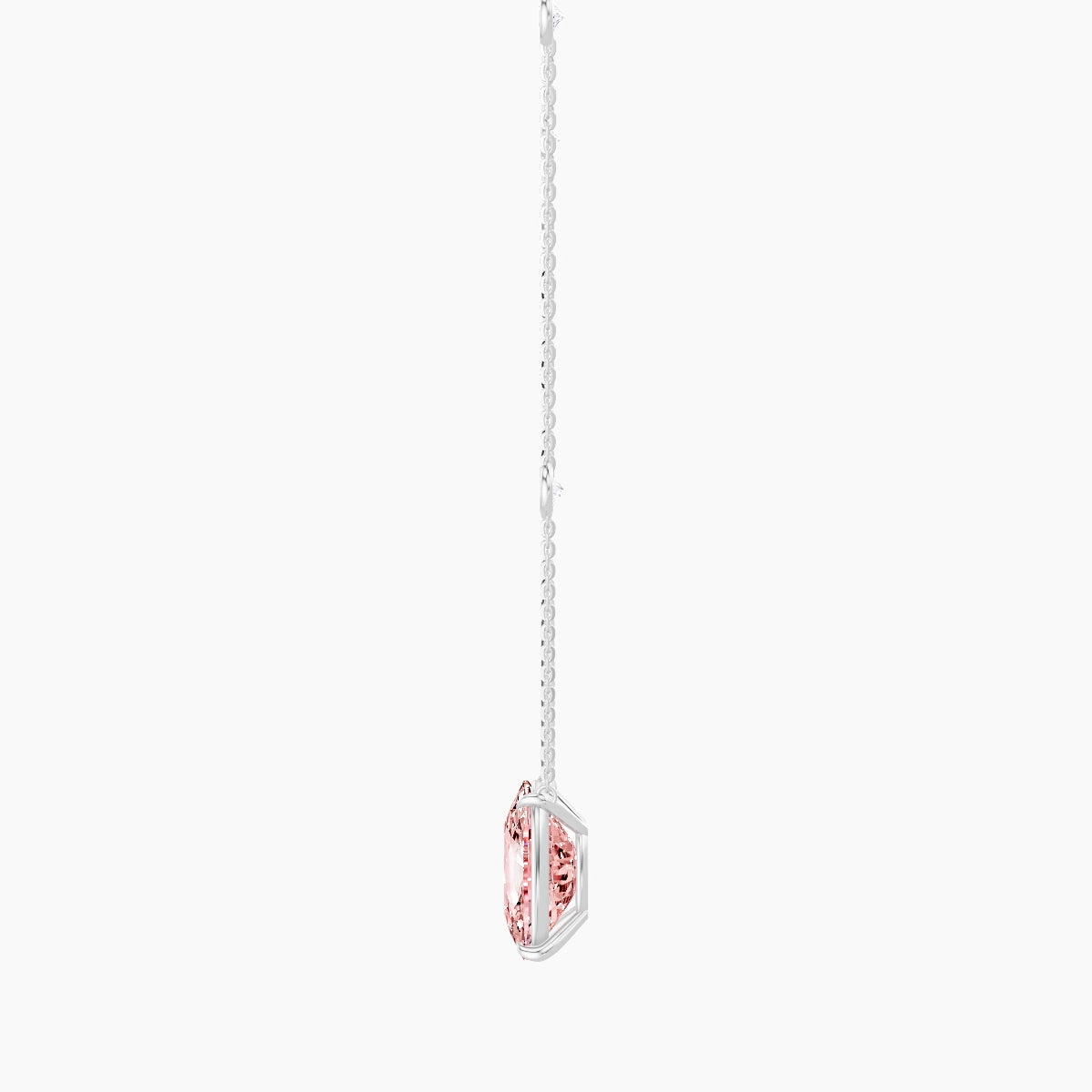 Solitaire with Sautoir | 18k White Gold 5 ct Pink Lab Diamond Cushion Pendant