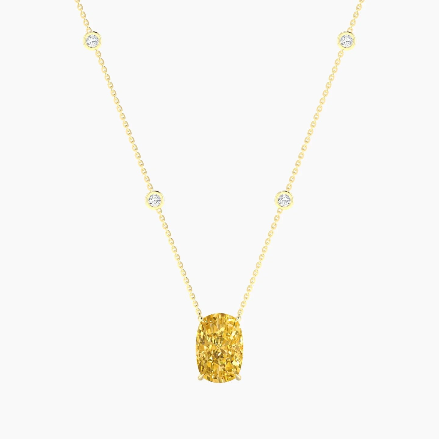 Solitaire with Sautoir | 18k Yellow Gold 5 ct Yellow Lab Diamond Cushion Cut Pendant
