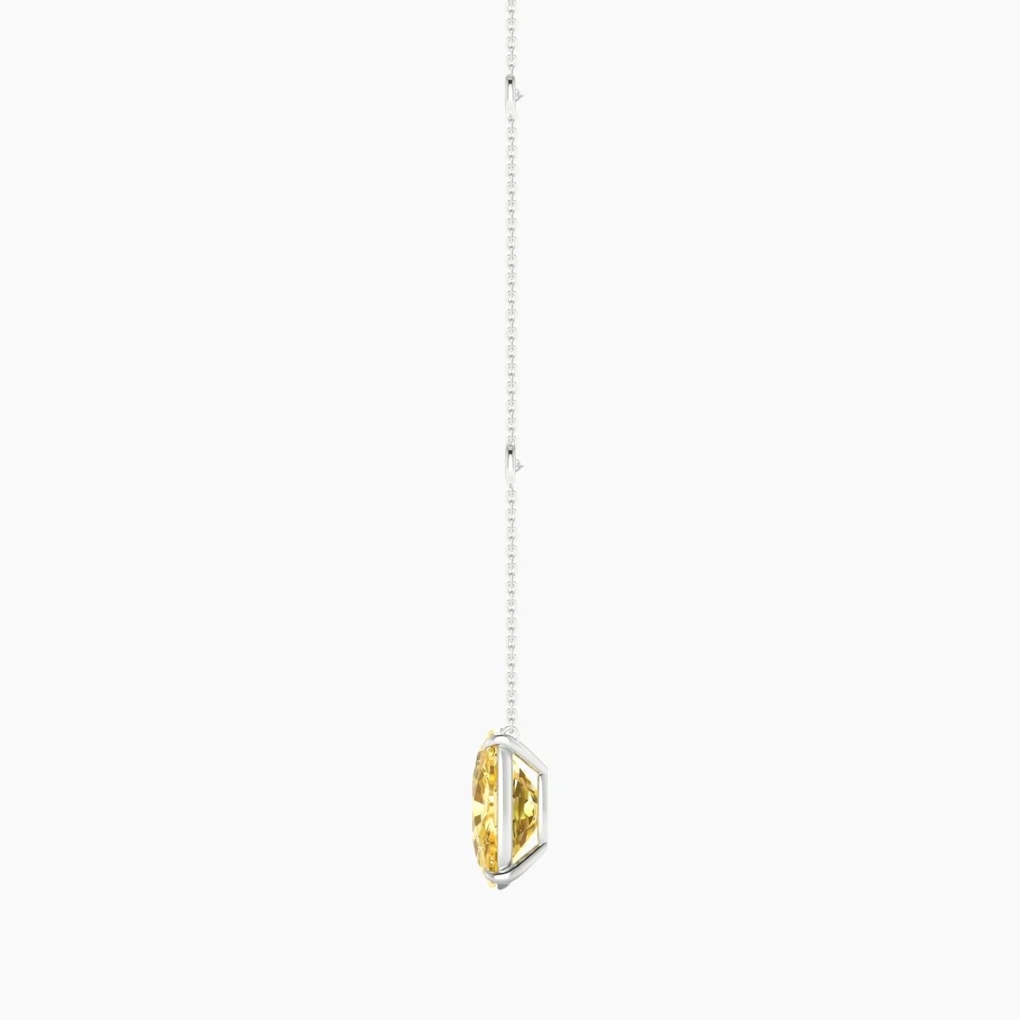 Solitaire with Sautoir | 18k White Gold 5 ct Yellow Lab Diamond Cushion Cut Pendant