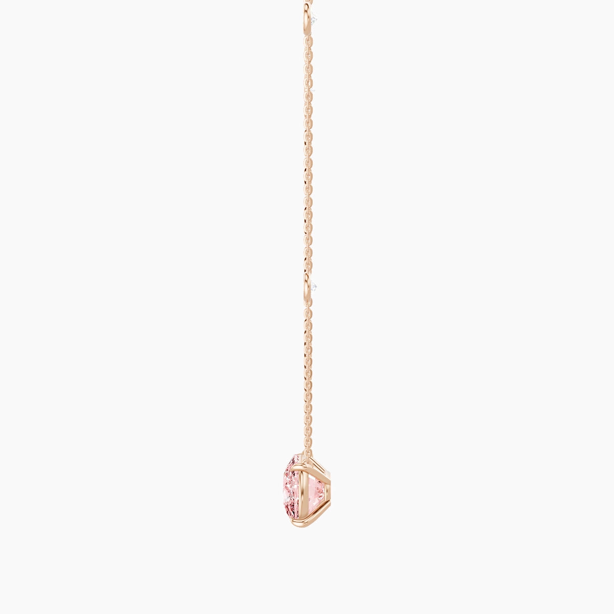 Solitaire with Sautoir | 18k Rose Gold 5 ct Pink Lab Diamond Cushion Pendant