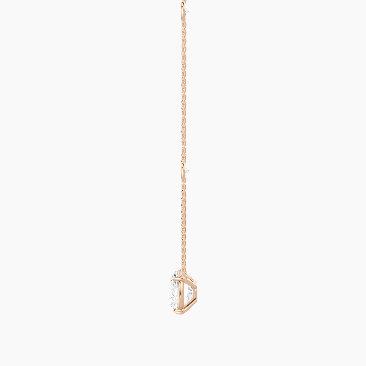 Solitaire with Sautoir | 18k Rose Gold 5 ct White Lab Diamond Cushion Pendant