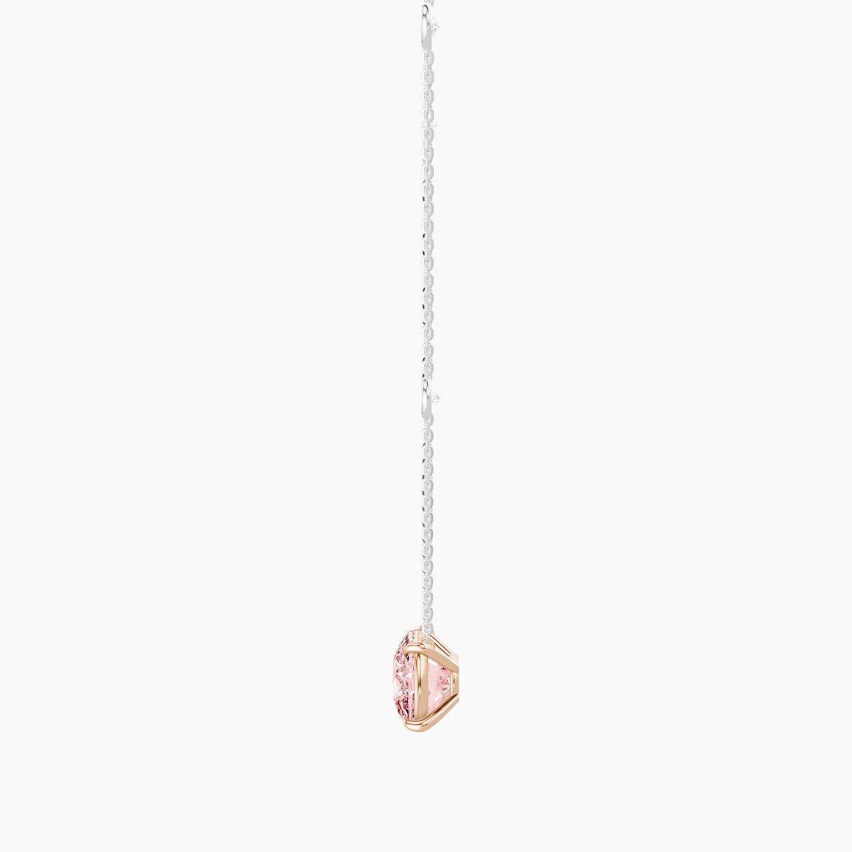 Solitaire with Sautoir | 18k White & Rose Gold 5 ct Pink Lab Diamond Cushion Pendant