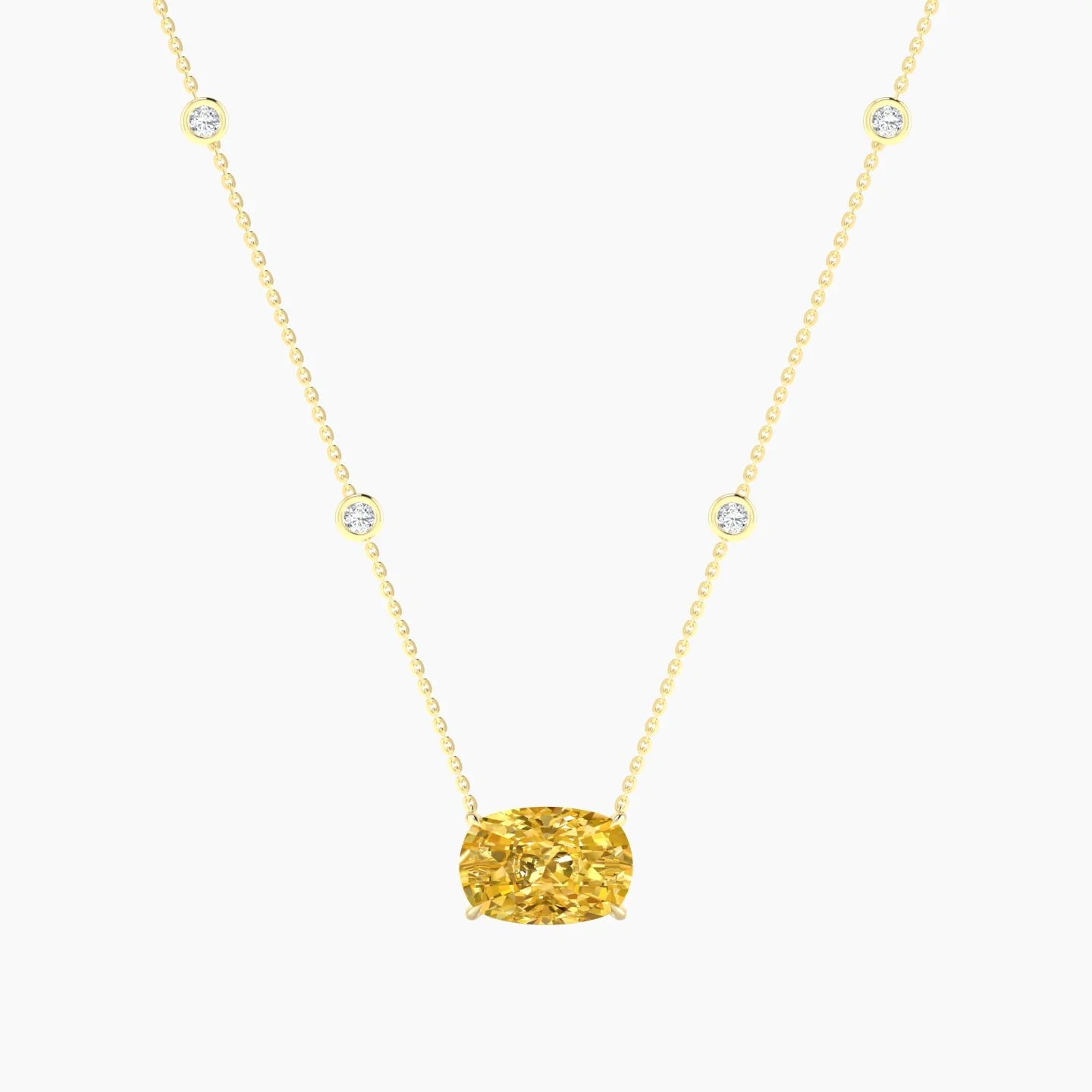 Solitaire with Sautoir | 18k Yellow Gold 5 ct Yellow Lab Diamond Cushion Cut Pendant
