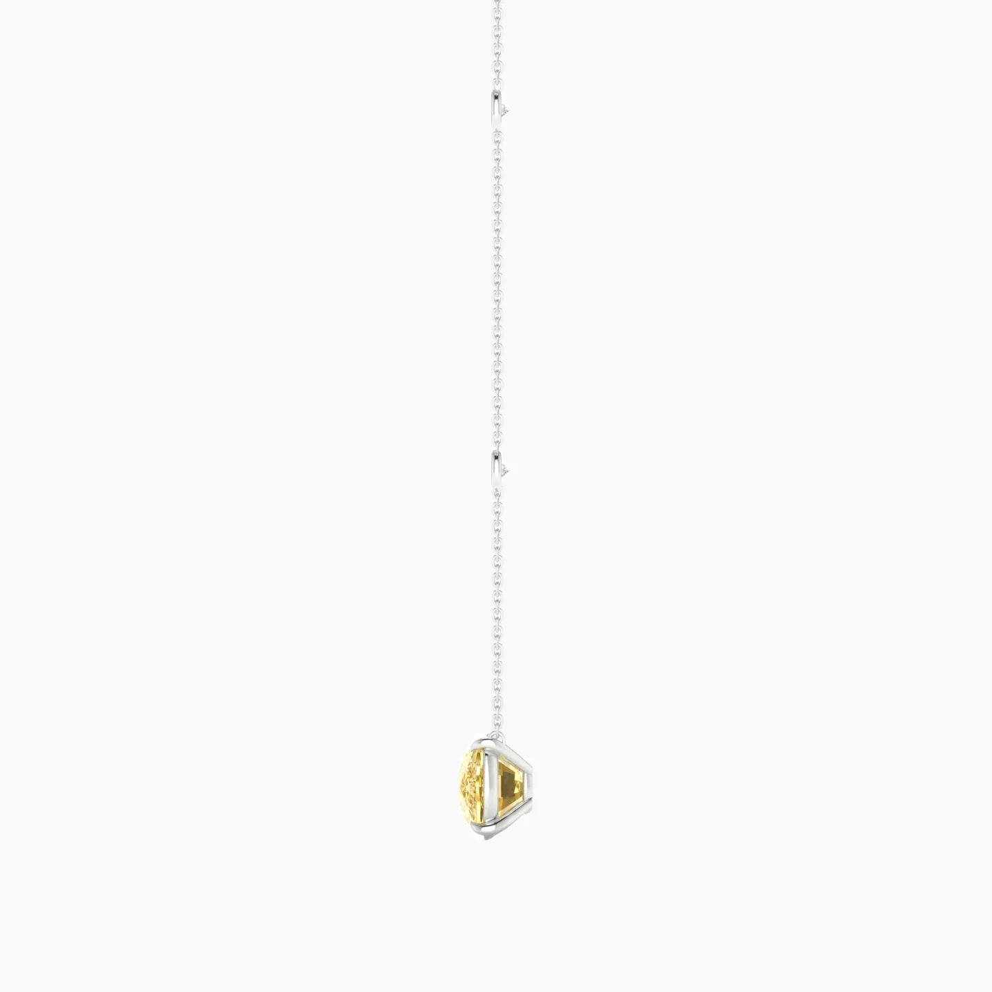 Solitaire with Sautoir | 18k White Gold 5 ct Yellow Lab Diamond Cushion Cut Pendant