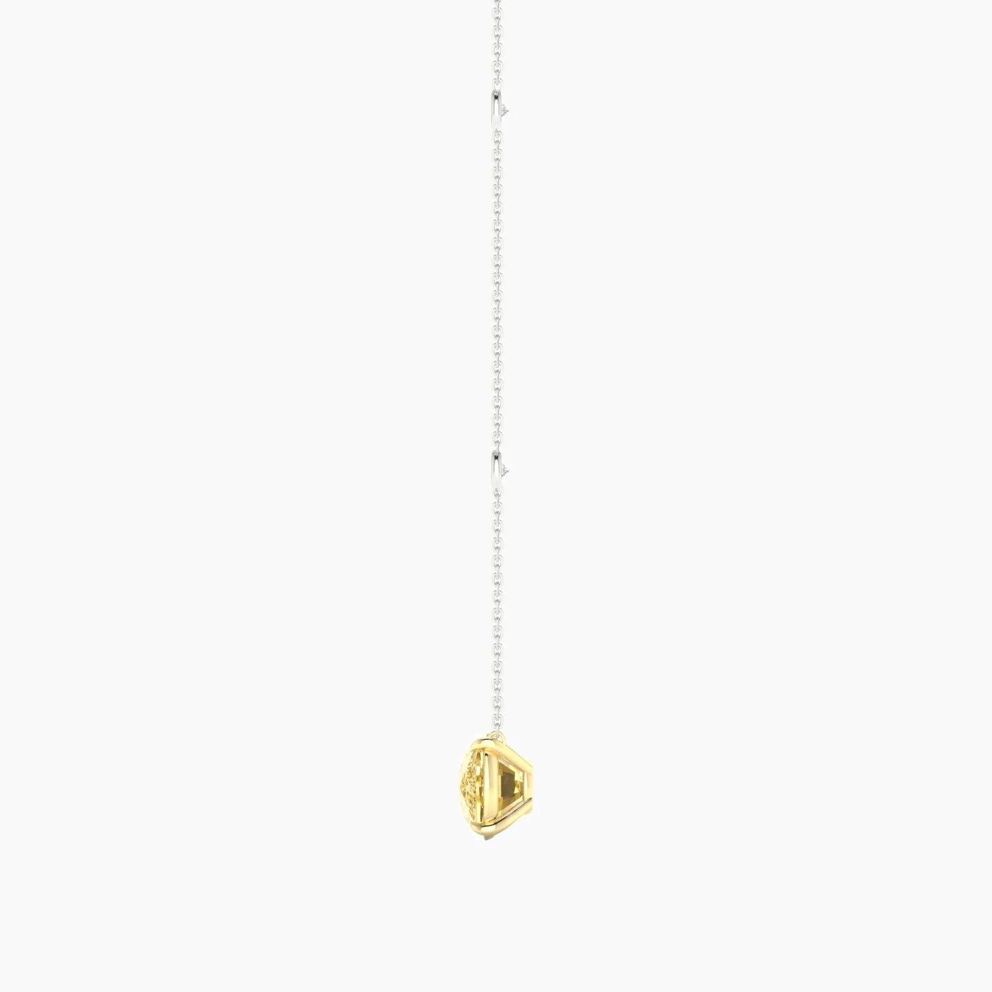 Solitaire with Sautoir | 18k White & Yellow Gold 5 ct Yellow Lab Diamond Cushion Cut Pendant