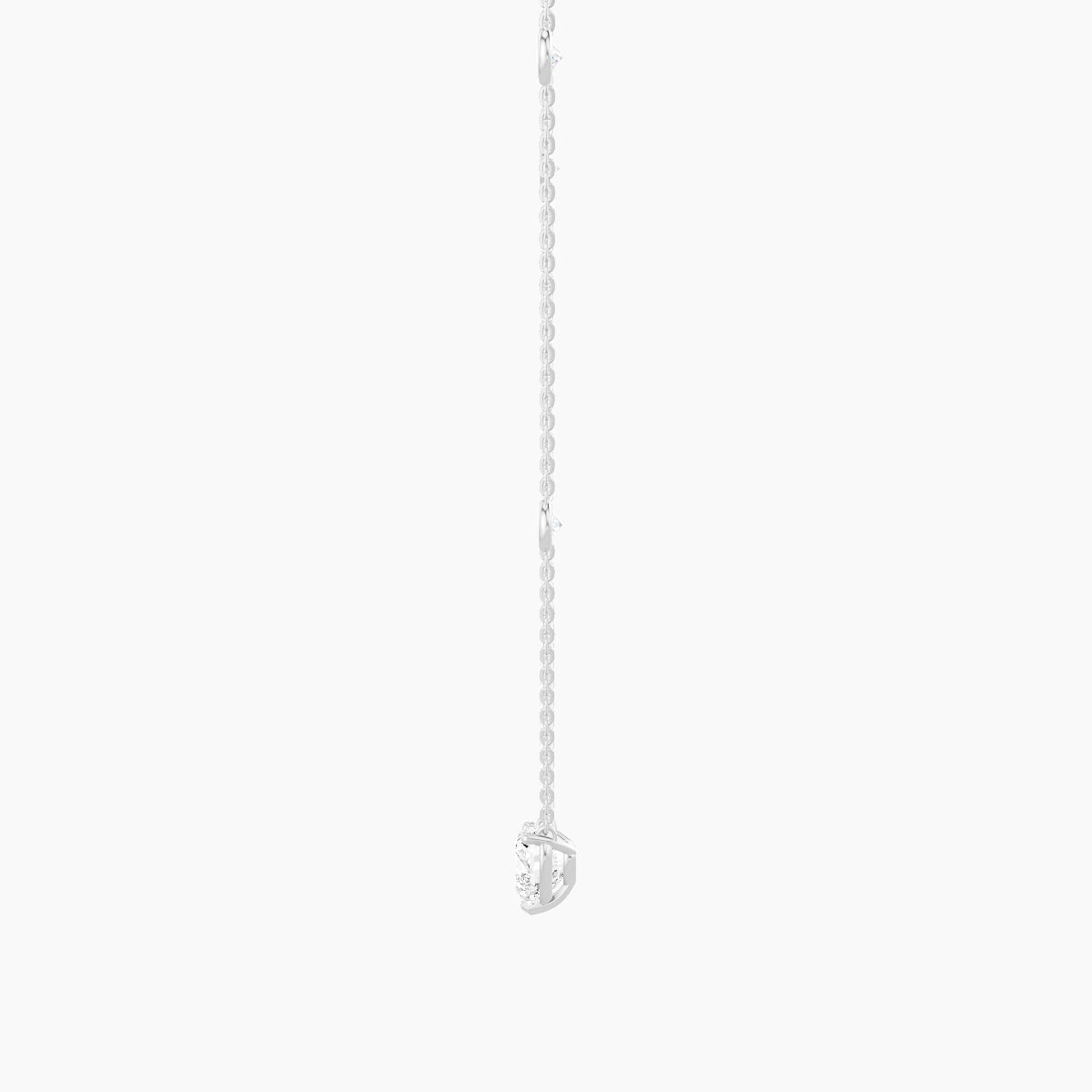 Solitaire with Sautoir | 18k White Gold 1 ct White Lab Diamond Heart Pendant