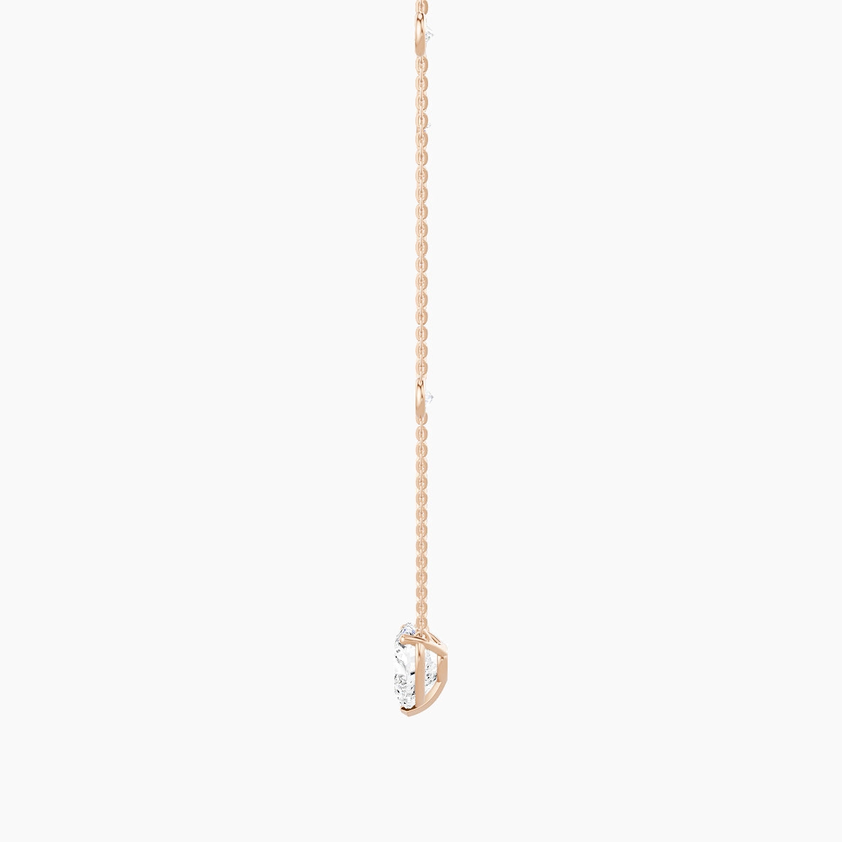 Solitaire with Sautoir | 18k Rose Gold 2 ct White Lab Diamond Heart Pendant