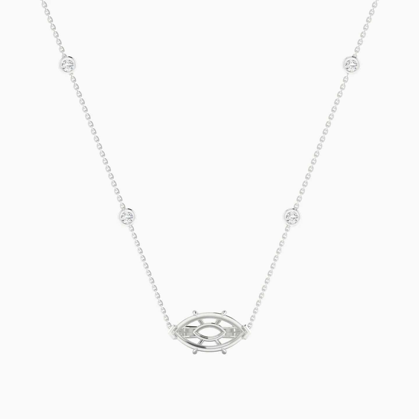 Solitaire with Sautoir | 18k White Gold 3-4.99 ct Marquise Cut Pendant Setting