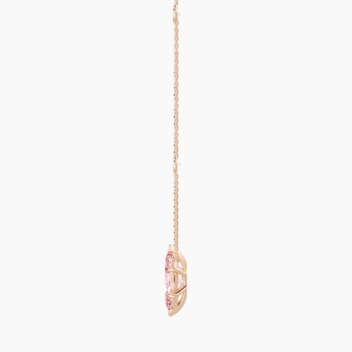 Solitaire with Sautoir | 18k Rose Gold 3 ct Pink Lab Diamond Marquise Pendant