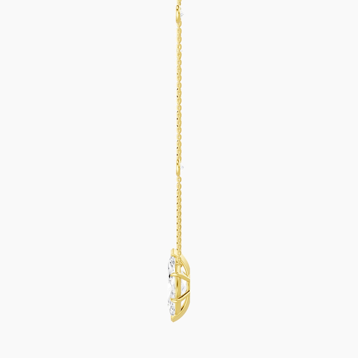 Solitaire with Sautoir | 18k Yellow Gold 3 ct White Lab Diamond Marquise Pendant