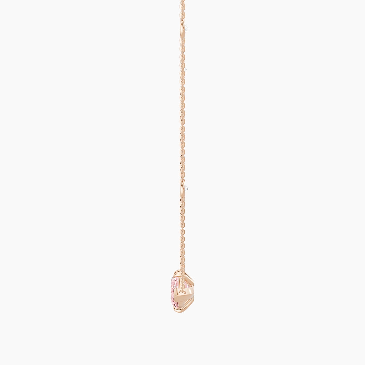Solitaire with Sautoir | 18k Rose Gold 3 ct Pink Lab Diamond Marquise Pendant
